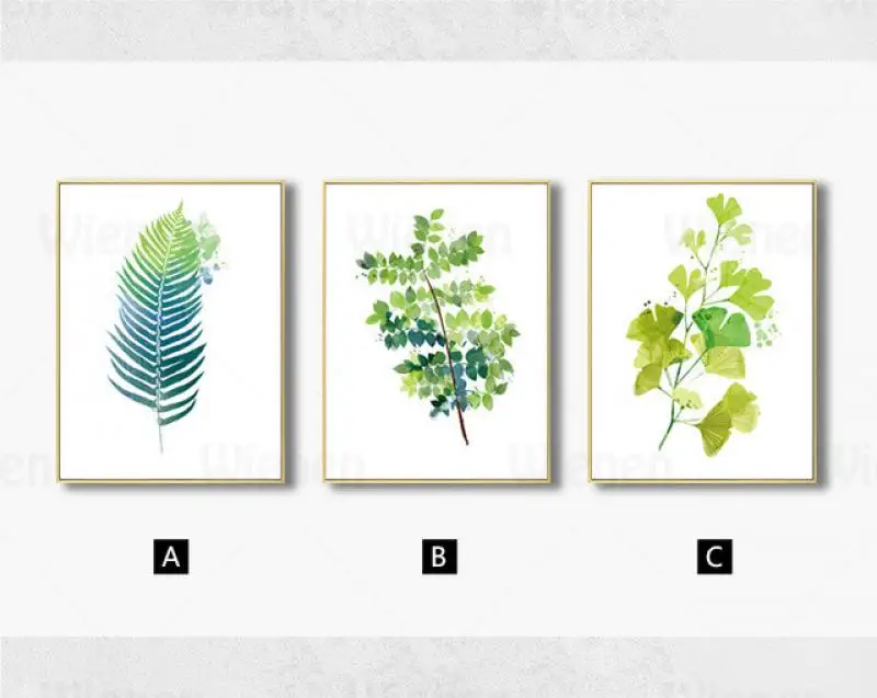 

Minimalist Watercolor Painting Plant Wall Art Canvas Painting Green Leaves Hand-Painted Posters and Printing Home Decoration Mur