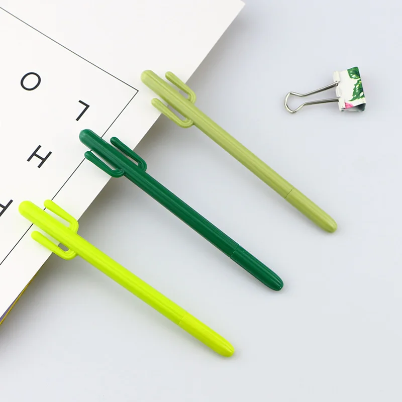 3 шт. гелевая ручка с кактусами 0 5 мм шариковые ручки черного цвета канцелярские