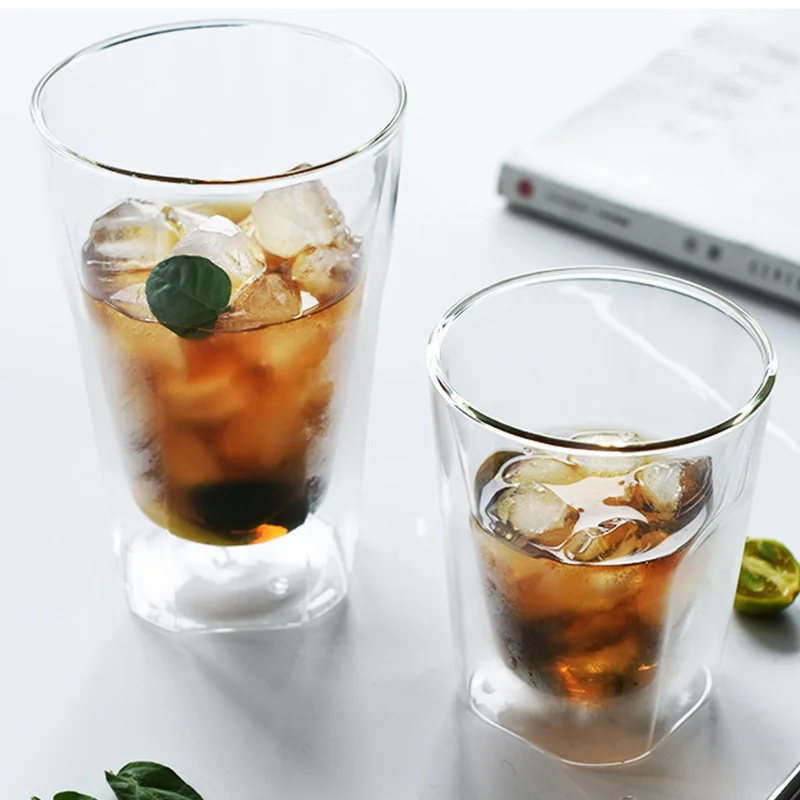 Двойная Стенка стеклянная креативная кофейная чашка кружки для сока молоко кафе