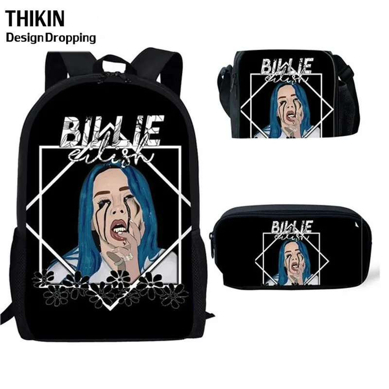 THIKIN Новые 3 шт./набор Billie Eilish школьные сумки для подростков мальчиков и девочек хип-хоп детский школьный рюкзак Rapper Женская Повседневная сумка - Цвет: as picture