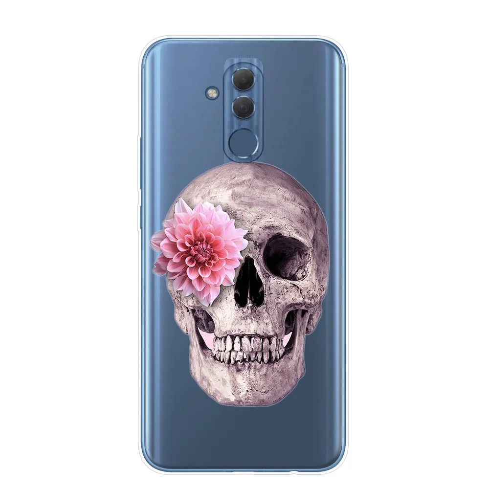 Мягкий силиконовый чехол в стиле ретро с рисунком черепа розами для Huawei P20 P30 Mate 10