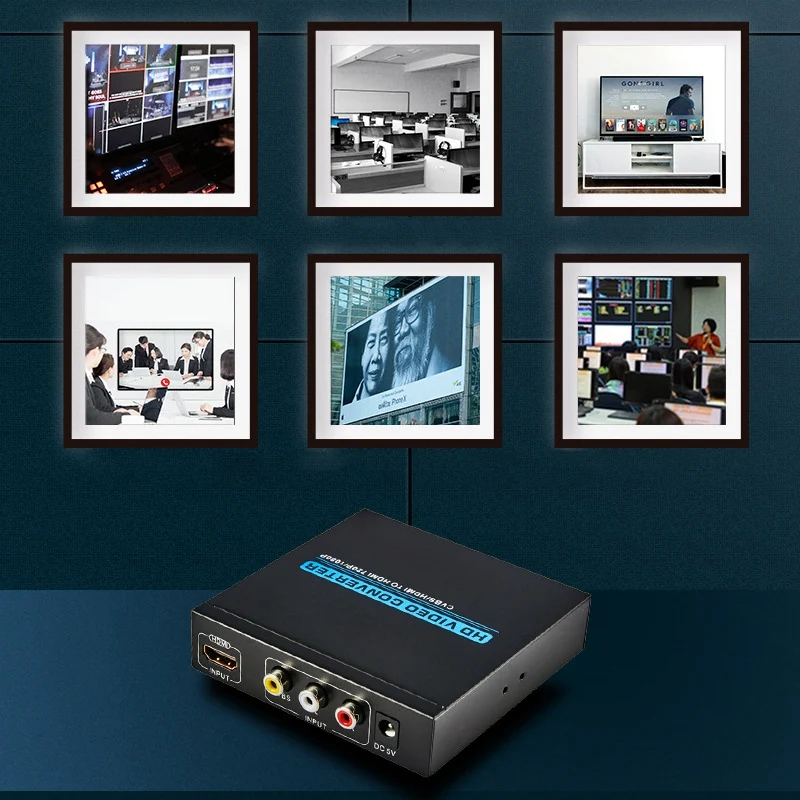 

AV to HDmI Converter 1080P HD Video Converter AV/HDmI TO HDmI for PS3 Set-Top Box Laptop Connect EU Plug