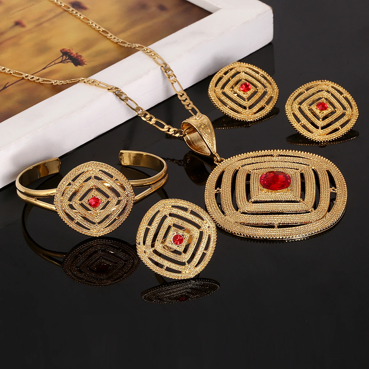 Модные ювелирные украшения эфиопского золотого цвета для женщин и девушек