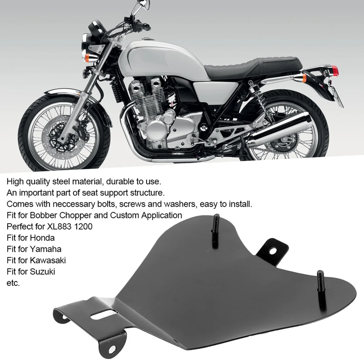 

Steel Motorcycle Seat Spring Base Plate Bracket Mounting Holder Kit Fit for Bobber Chopper
