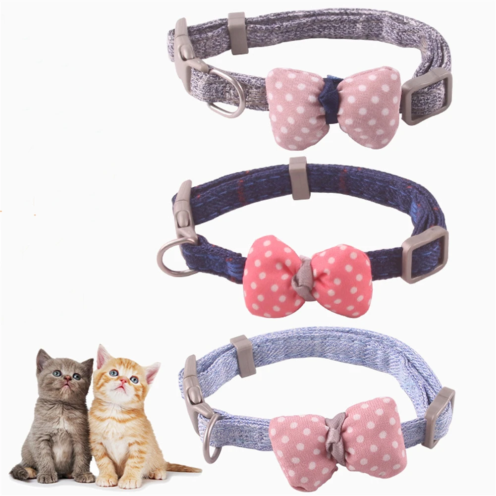 

Pet Collar Adjustable Nylon Plaid Bowtie Cat Dog Leash Collars Small Pets Puppy Neck Traction Rope Necklace Kitten Lead Leashes