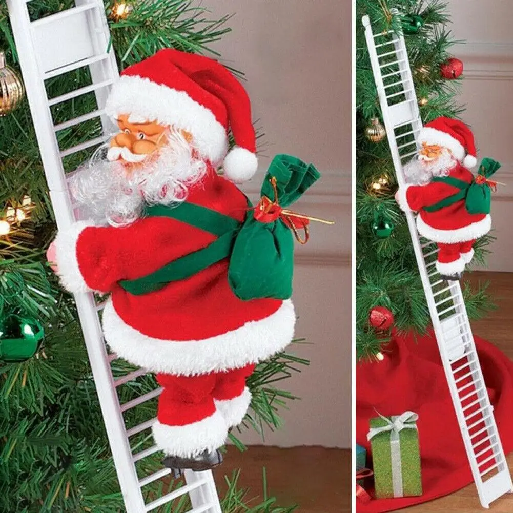 

New Electric Santa Claus Climbing Ladder Doll Xmas Decor Kid Gift 2020 Christmas Decorations For Home Merry Christmas Ornament