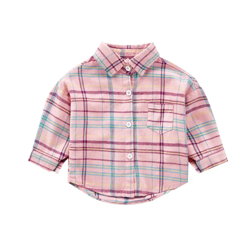 

2020 children's autumn fashion new boys long-sleeved shirts girls casual plaid shirts kids fashion tops long sleeve shirt