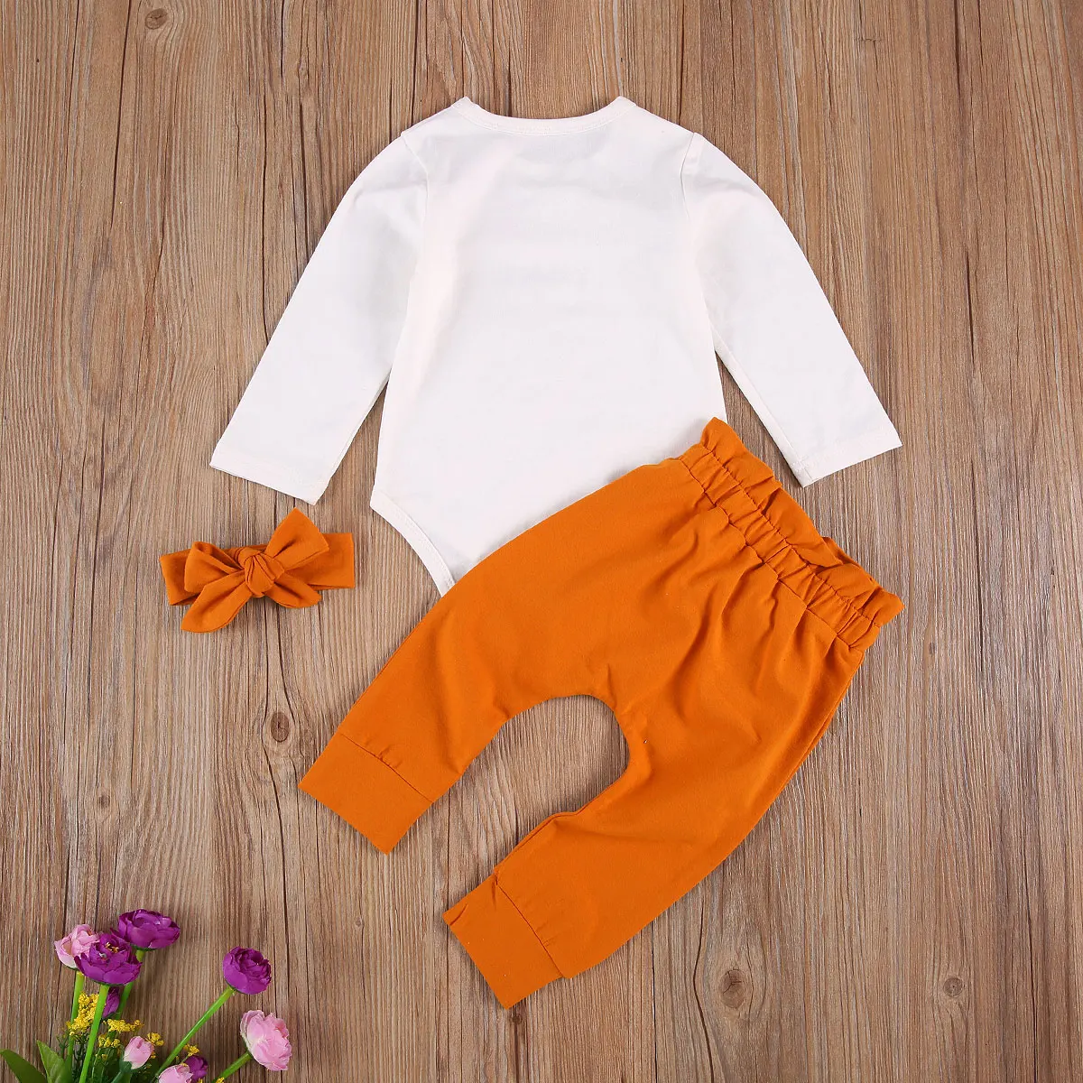 

Toddler Baby Girl 0-24M Clothes Set Letter Print Long Sleeve O-neck Tops + Solid Color Long Pants + Bow-knot Headband