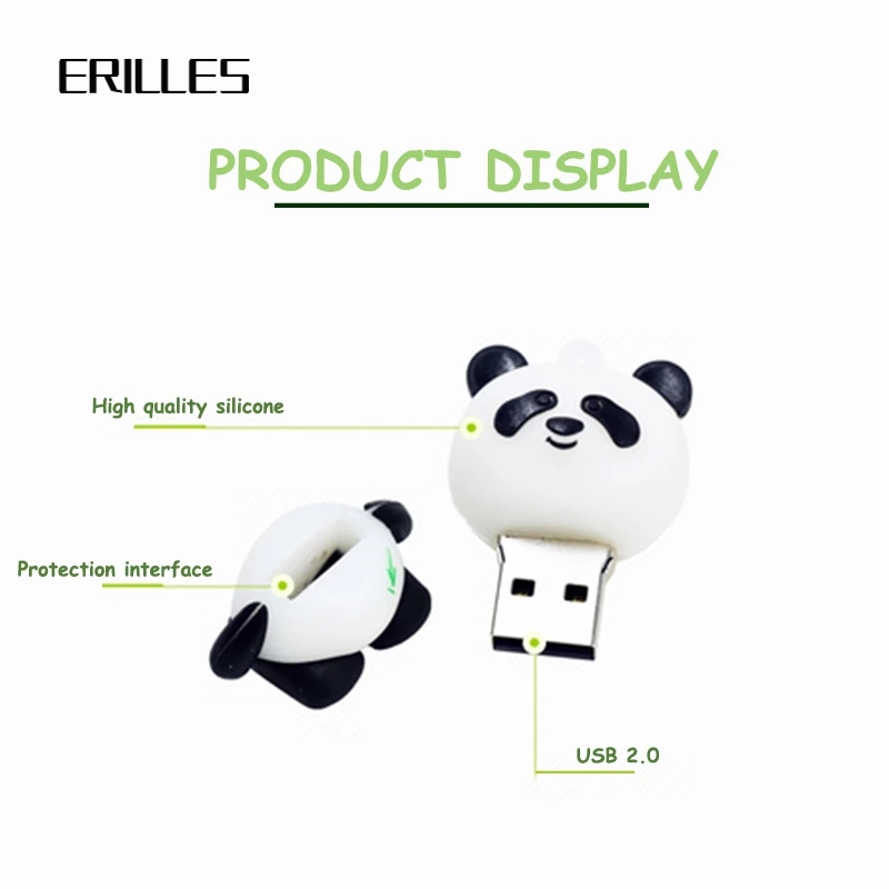 Пендрайв Panda USB Stick 4 ГБ Накопитель 8 ГБ 16 ГБ Флеш-накопитель 32 ГБ 128 ГБ Пендрайв из силикона нового дизайна Память диск 64 ГБ cle usb 2.0