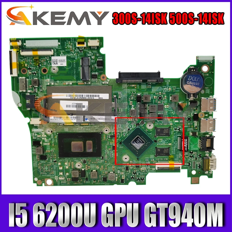 

Akemy 14292-1 448.06701.0011 для Lenovo 300S-14ISK 500S-14ISK материнская плата для ноутбука ЦП I5 6200U GPU GT940M 100% тестовая работа