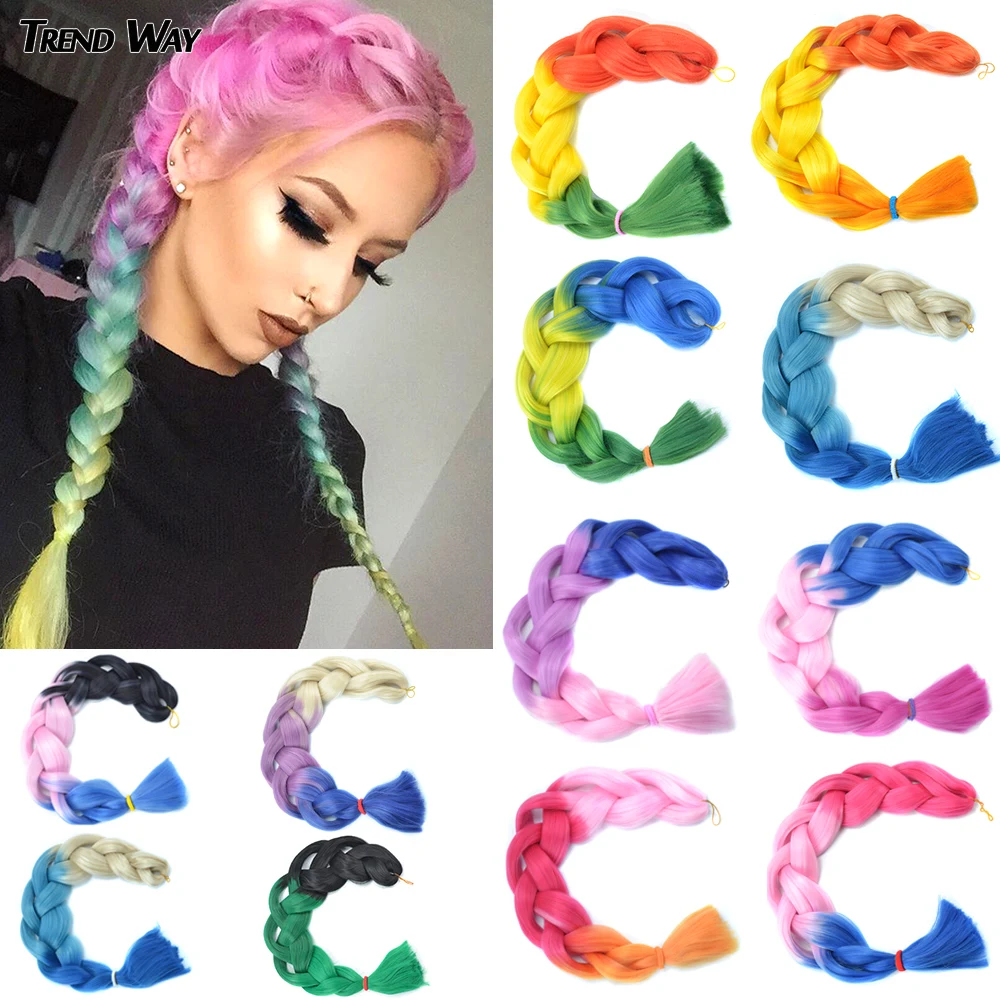 Синтетические 32-дюймовые Омбре Джамбо плетеные волосы длинные прямые пряди