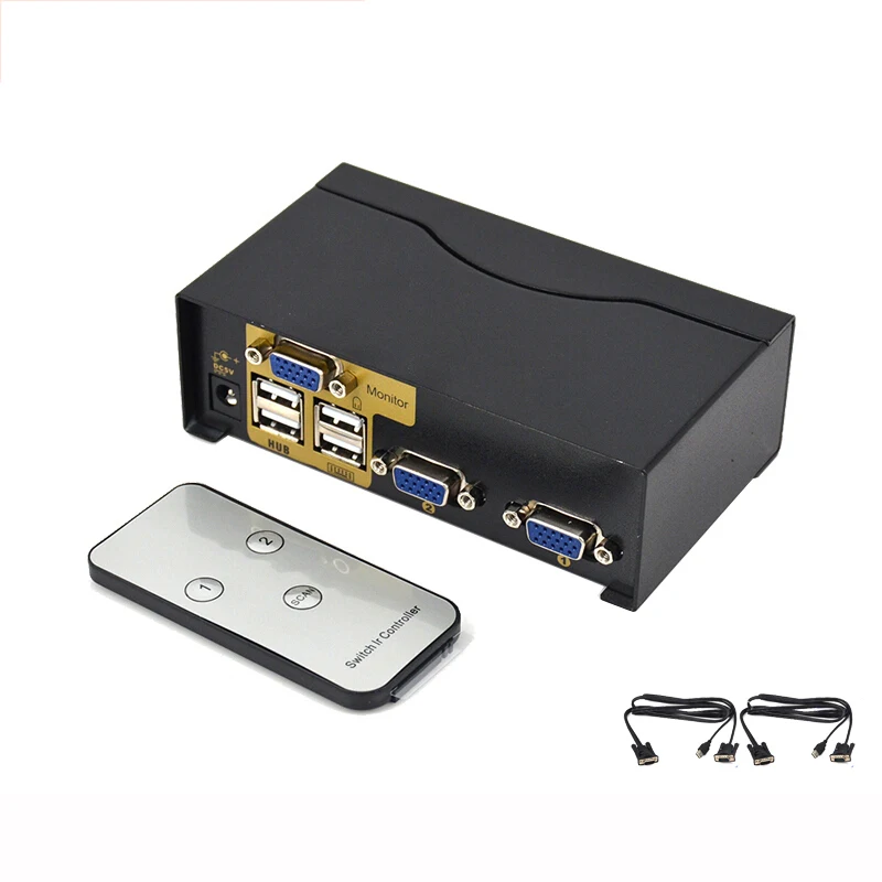 USB Kvm Switch VGA splitter Schalter Adapter Drucker Verbinden Tastatur Maus 2 PCs Verwenden 1 Monitor with kabel