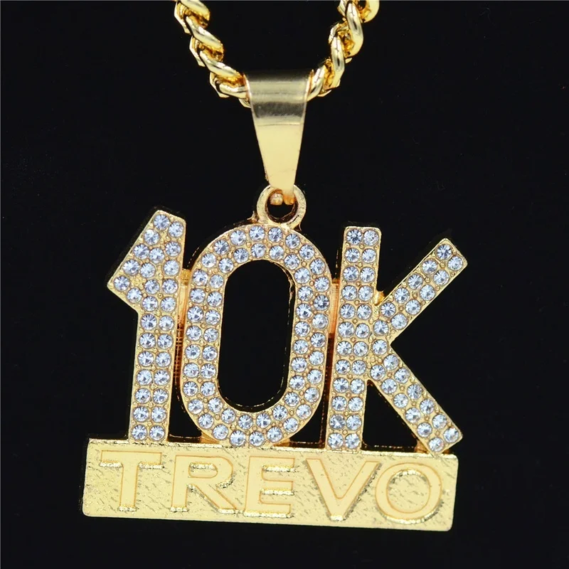 Хип хоп полные стразы буквы IOK королевские подвески ожерелье s Bling Iced Out кубинская