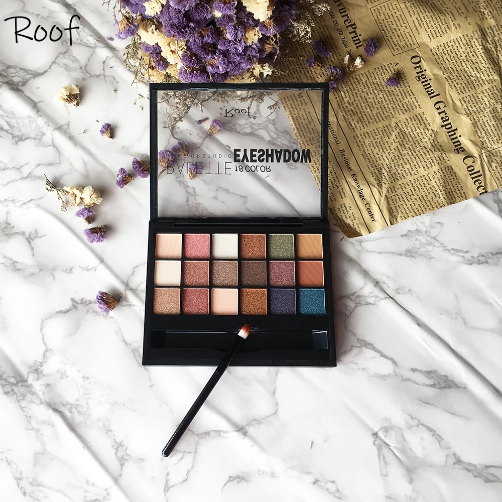 Палитра для макияжа 18 оттенков матовые тени век мерцающие стойкие осветляющие