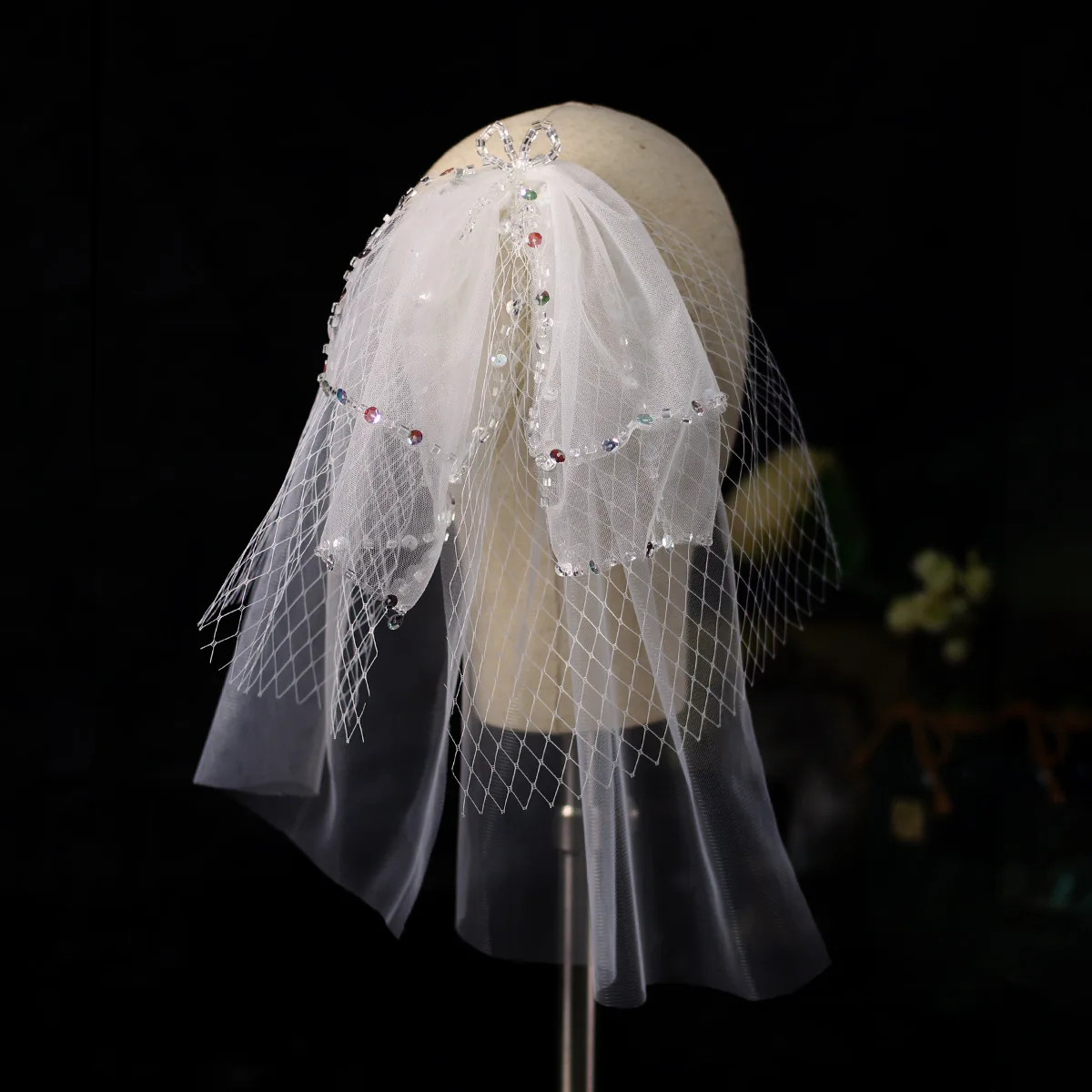 

NZUK Multi-layer bridal veil with beaded bow Bridal hair Jewelry handmade tocado para novias accesorios para el pelo mujer