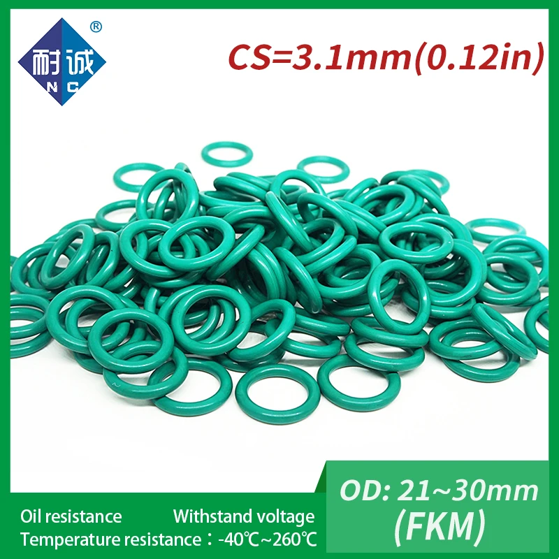 Резиновое кольцо 2 шт./лот зеленые уплотнительные кольца FKM Толщина 3 1 мм