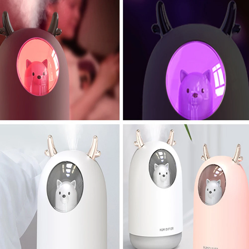 300ml Deer USB Portable Home Office Car LED Light Ultrasonic Cool Mist Lamp Humidifier Diffuser can deeply moisturizing | Красота и
