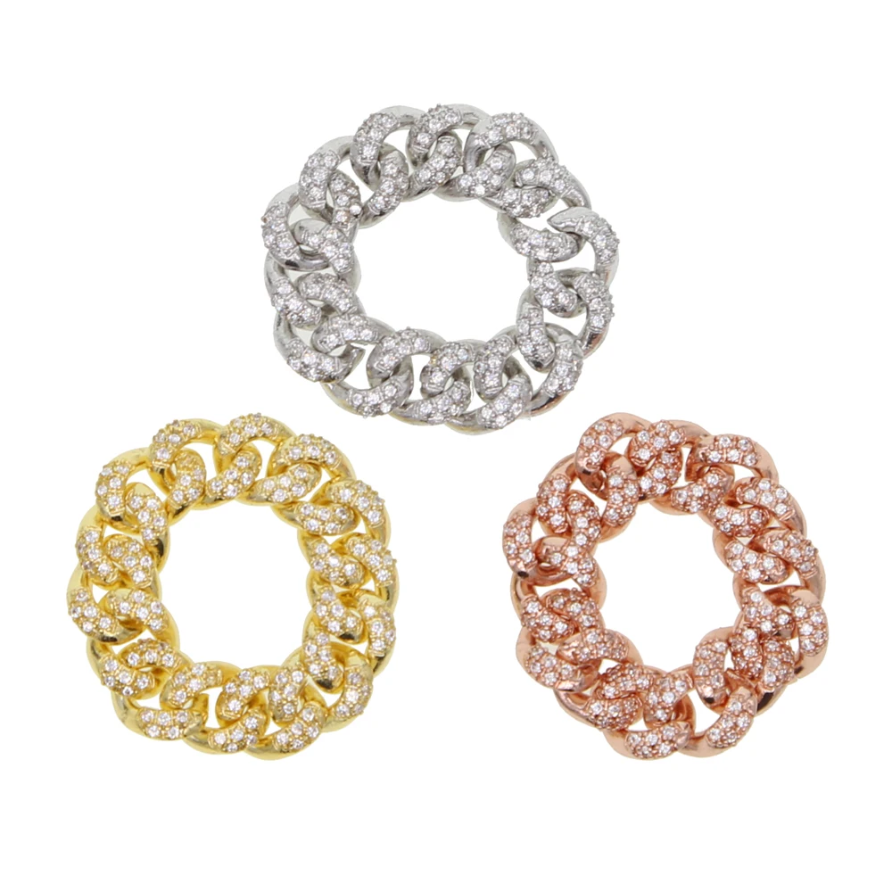 Для женщин хип-хоп обручальное кольцо трендовые кольца на палец iced out bling cz проложили Майями кубинское звено цепи кольцо ювелирные изделия