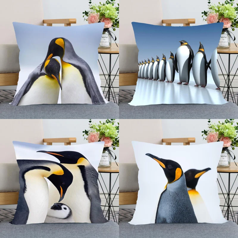 

Симпатичный чехол-подушка в виде пингвина, современный домашний декоративный Чехол-Подушка 35x35 см, 40x40 см (с одной стороны) для гостиной, наво...