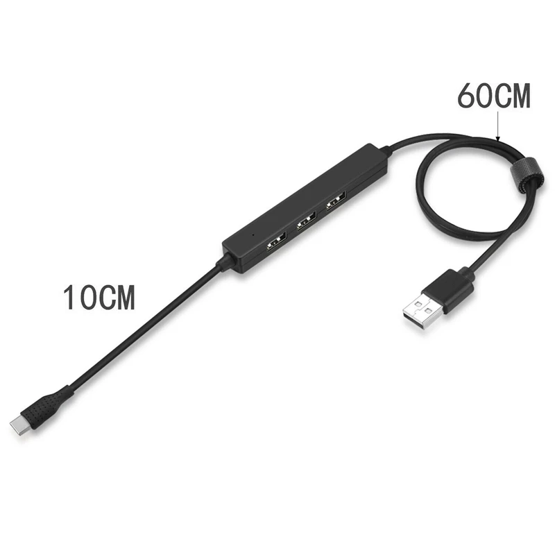

3 Ports USB HUB High Speed USB2.0 480Mbps USB Splitter Type-C Data Cable for Laptop Cell Phone Tablet