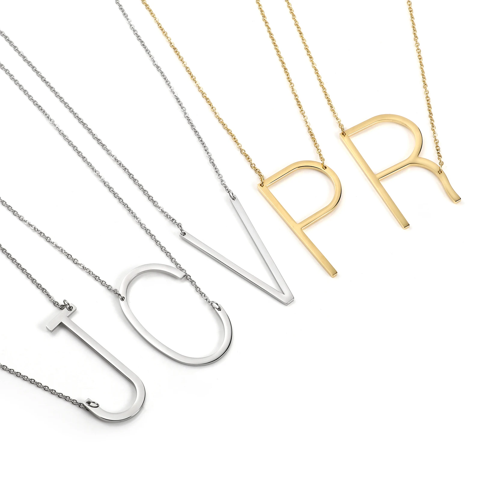 

1 Piece Stainless Steel Capital Initial Letter Necklaces Gold Color A-Z Alphabet Pendants For Women Girl Birthday Jewelry Gifts
