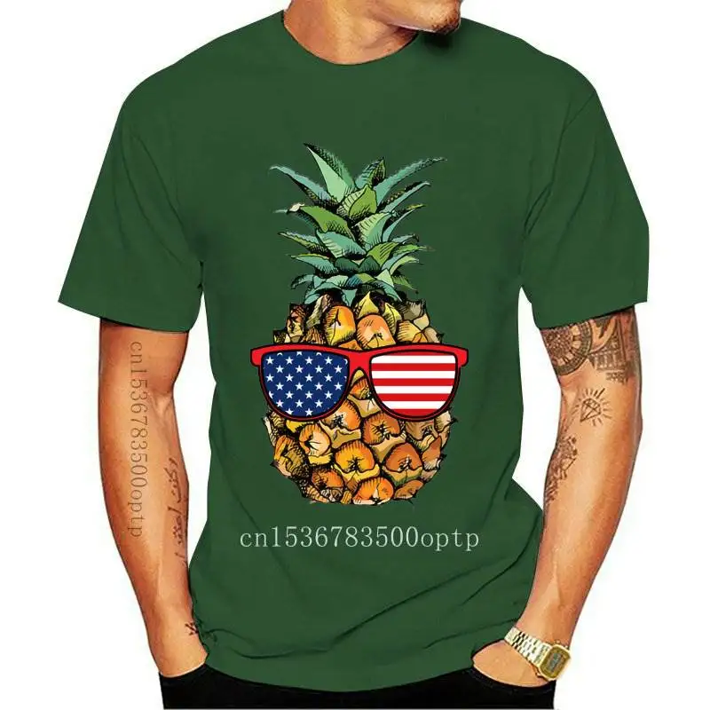 

New Women 2021 Beach USA Flag Print Summer Pineapple Fruit Camisa Shirt Ladies Womens T-shirts Top T Graphic Female Tee T-Shirt
