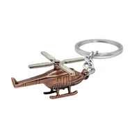 original retro helicopter keychain for car keys metal copper pendant bag key ring accessories rotatable spiral leaf jewelry