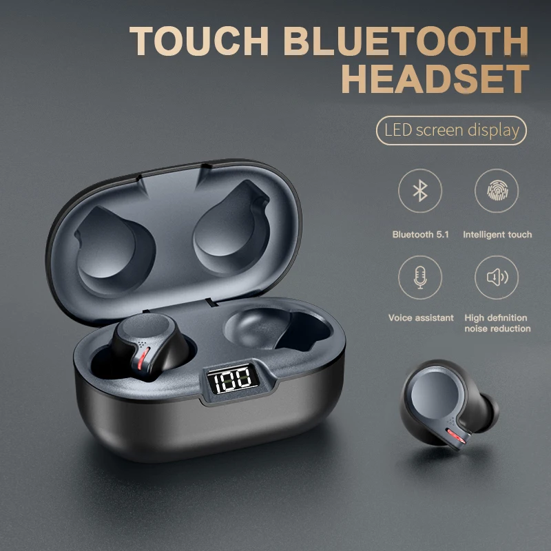 

Waterproof Sports Earbuds Noise Reduction Headphones TWS Y16 Bluetooth 5.1 Earphones Wireless Charger Earbuds