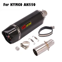 slip for kymco ak550 motorcycle exhaust muffler tail tips carbon painted 470mm mid link pipe modified system