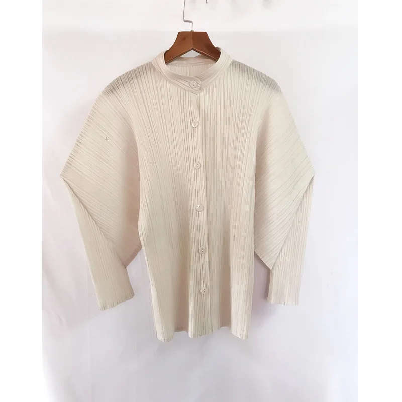 LANMREM 2020 fashion new pleated famale's blouse solid color stand collar Single-breasted shirt for women YH672 | Женская одежда