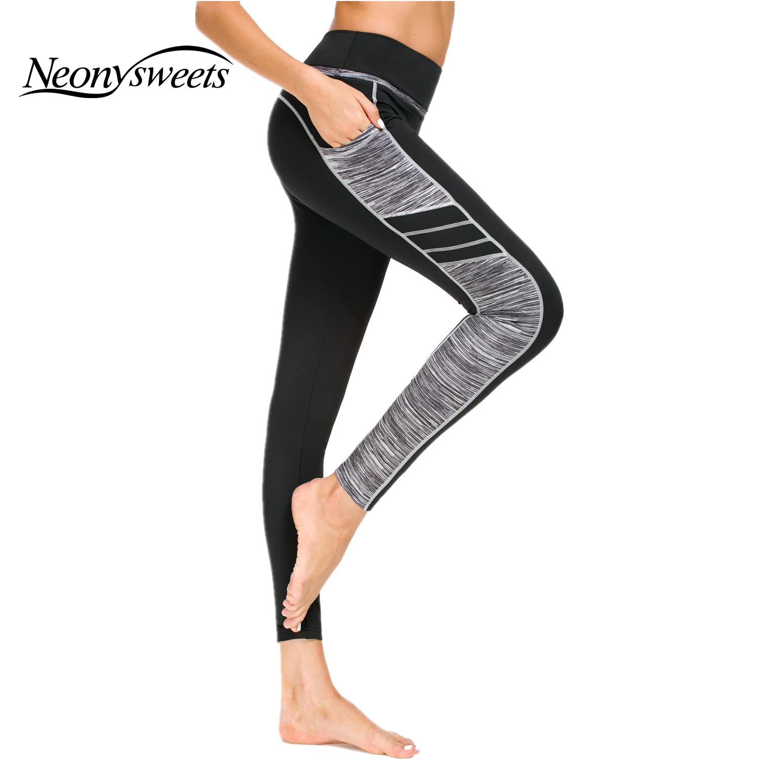 Рекламные штаны с сахарным карманом и высокой талией женские эластичные