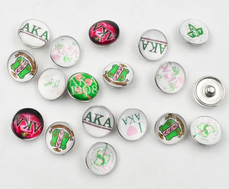 18MM Snap Buttons Delta Sigma Theta кнопка оснастки ювелирные изделия Шарм для имбирного оснастки браслет стекло оснастки Шарм ювелирные изделия 12 шт смешанные - Окраска металла: 18MM Snap Buttons