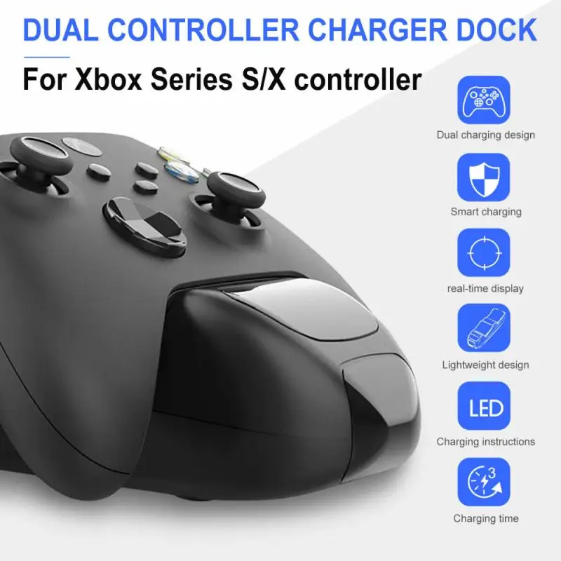 

For Xbox Series X/S Dual Controller Charger Status Display Portable Gamepad Charging Dock Adapter With 2 Rechargeable Battery