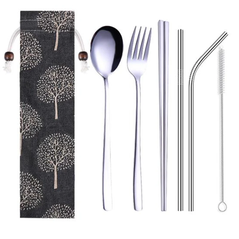 Fork Cutlery Set Straws Storage Bag Supplies Picnic Kitchen Utensils Tool | Дом и сад