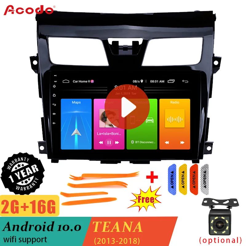 

Автомобильная Мультимедийная система ACODO, 2 Гб ОЗУ + 16 Гб ПЗУ, Android 10,0, с радио и GPS-Навигатором для Nissan TEANA 2013-2018, типоразмер 2 din
