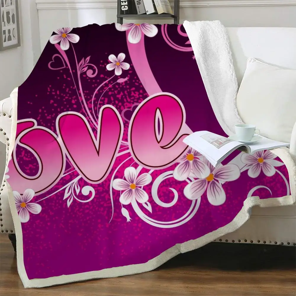 

NKNK Love Blankets Flower Blankets For Beds Romantic Thin Quilt Couples Plush Throw Blanket Sherpa Blanket Fashion Vintage