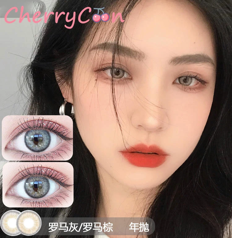 

CherryCon Rome gray crazy small Contact Lenses Yearly Colored Soft for Eyes Contact Lens Myopia Prescription degree 2pcs/Pair