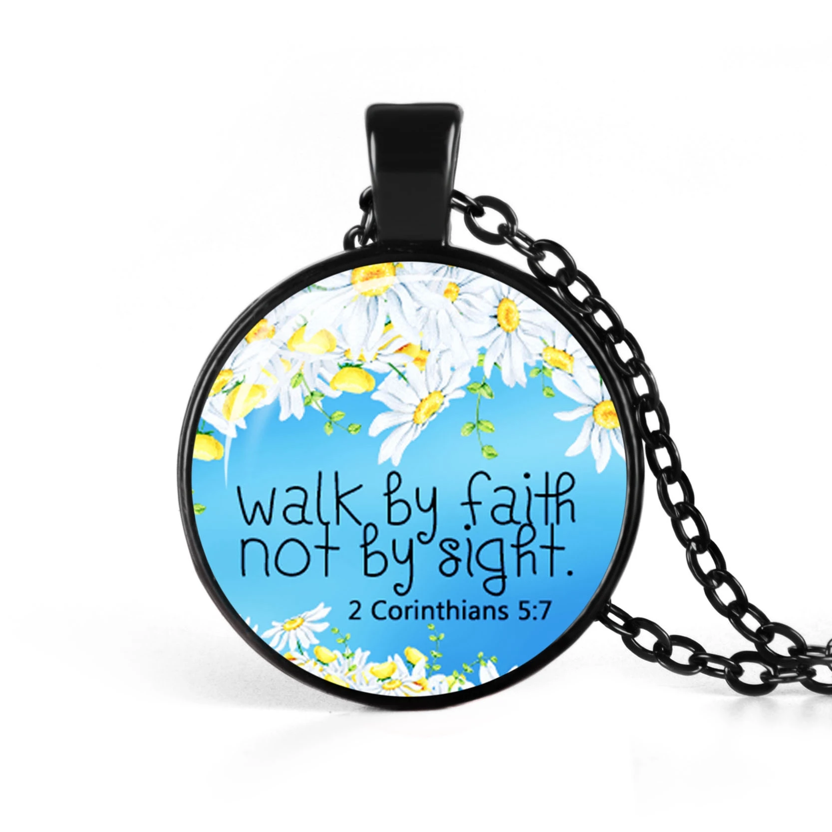 Черное ожерелье с текстом Библии и цитатой Бог удовлетворит все ваши потребности