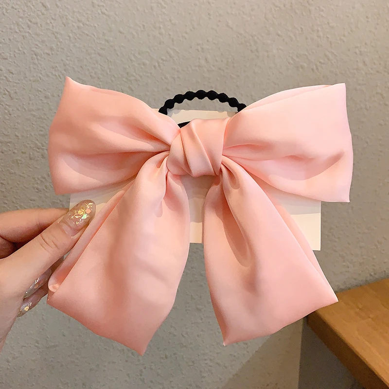 

IFMIA Korean Bow-Knot Elastic Hair Bands Accessories Fashion Hair Band Long Ribbon Bow Ponytail Hair Tie Scrunchies Women Girls