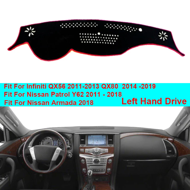 Крышка приборной панели автомобиля ковровая накидка dashмат для Nissan Patrol Y62 2011- Armada для Infiniti QX56 2011-2013 QX80