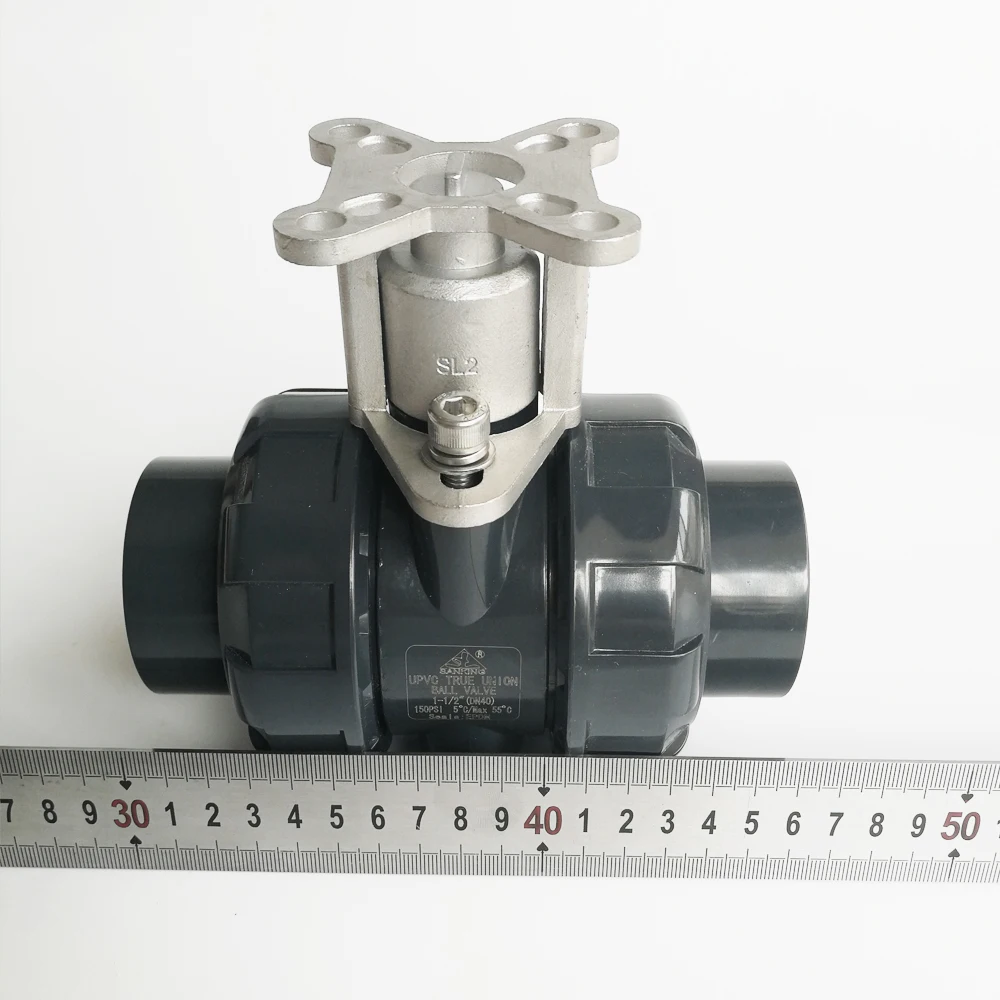 2 варианта ПВХ DN40 моторизованный шаровой клапан BSP/NPT 1-1/2 'ɳ/4/7 провода AC110-230V с