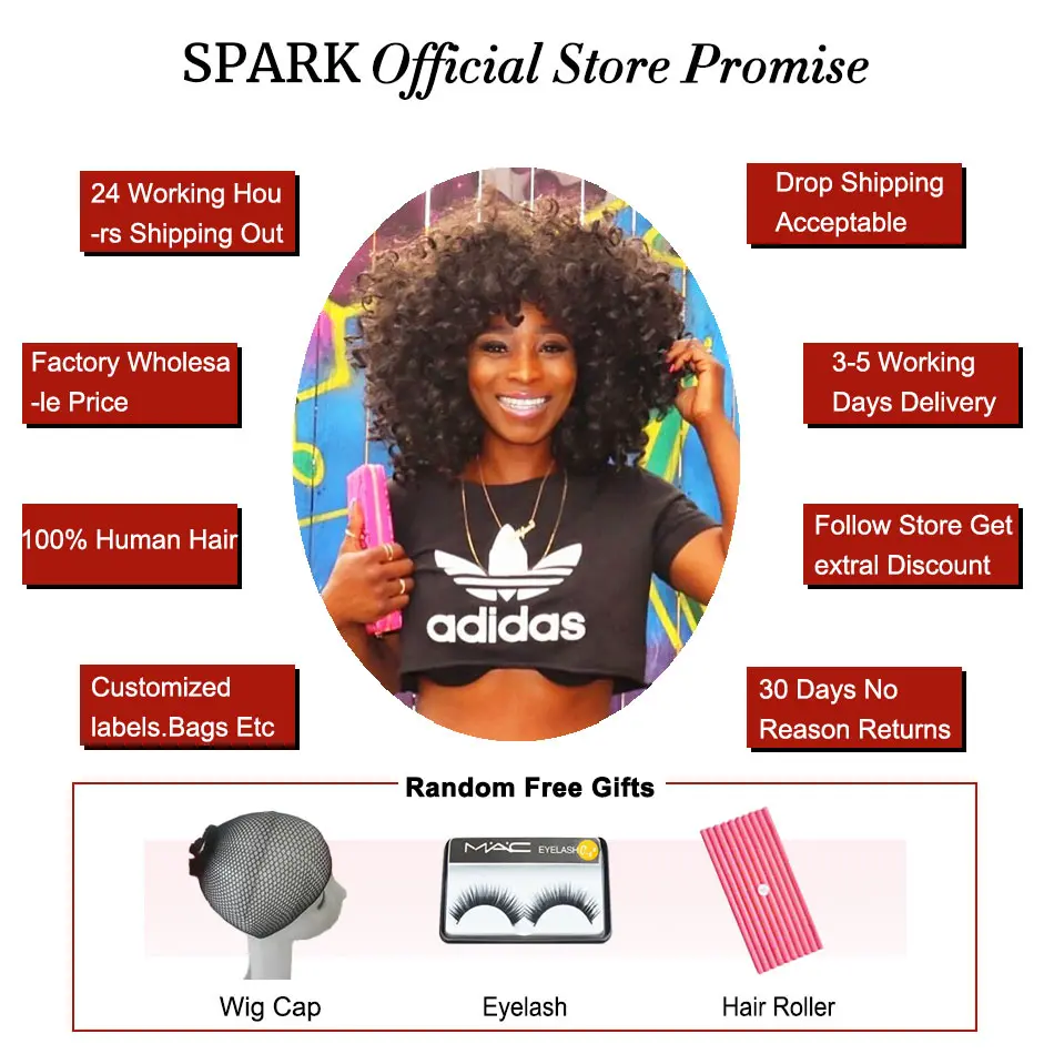 

SPARK Brazilian Virgin Hair Bouncy Curly 1/3/4PCS 100% Unprocessed Human Hair Extensions 8"-30" Hair Weave Bundles Bleachable