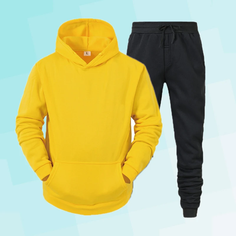 Men's Pullover + Jogging Trousers 2pcs Sets Loosen Sweatshirt Hoodies Long Sleeve Sport Pants Tracksuit Male Sportswear S-4XL