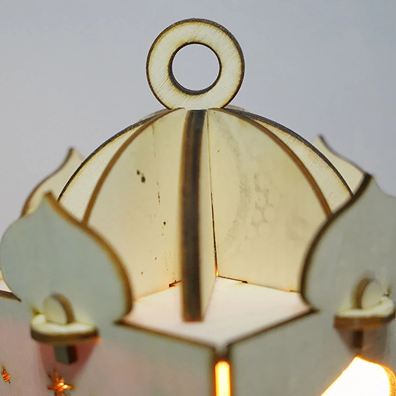 

Muslim Lanterns for ramadan Wooden Glowing Night Light Decoration Crafts Coffee