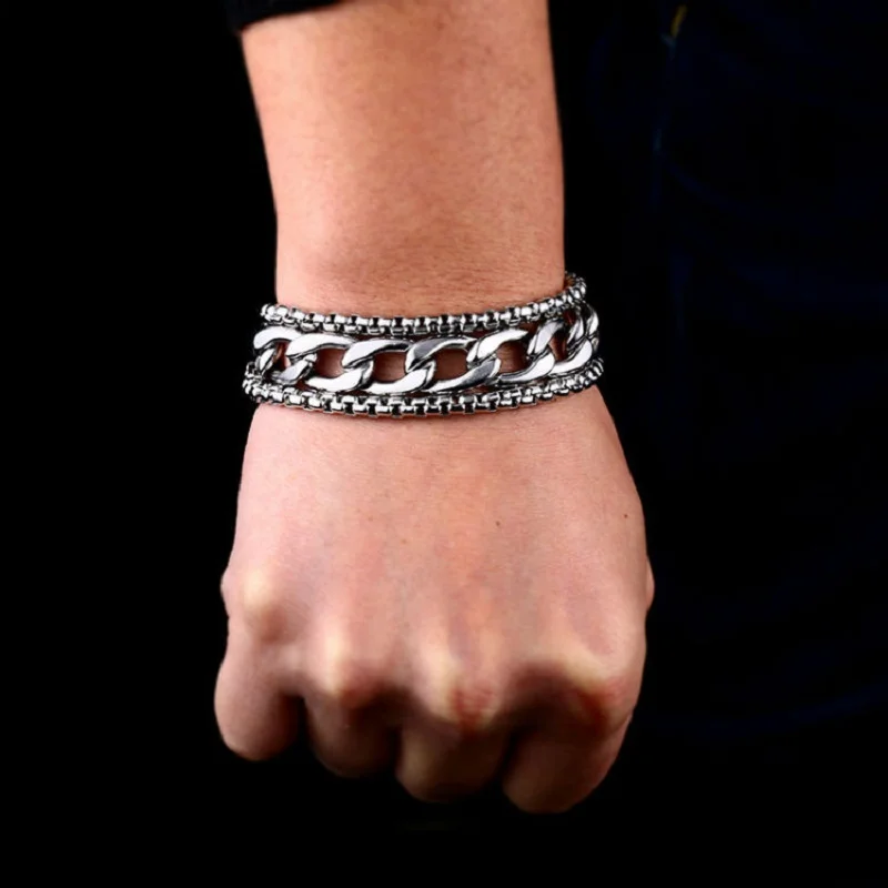 Мужской браслет в стиле панк модный простой индивидуальный браслет|Цепочки и