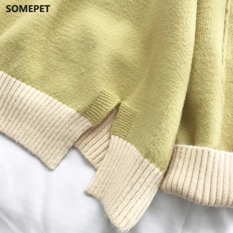 

Oversized Turtleneck Sweater Women Loose Pullovers Winter Thick Warm Knit Tops High Neck Color Block Soft Jumper Large Knitwear