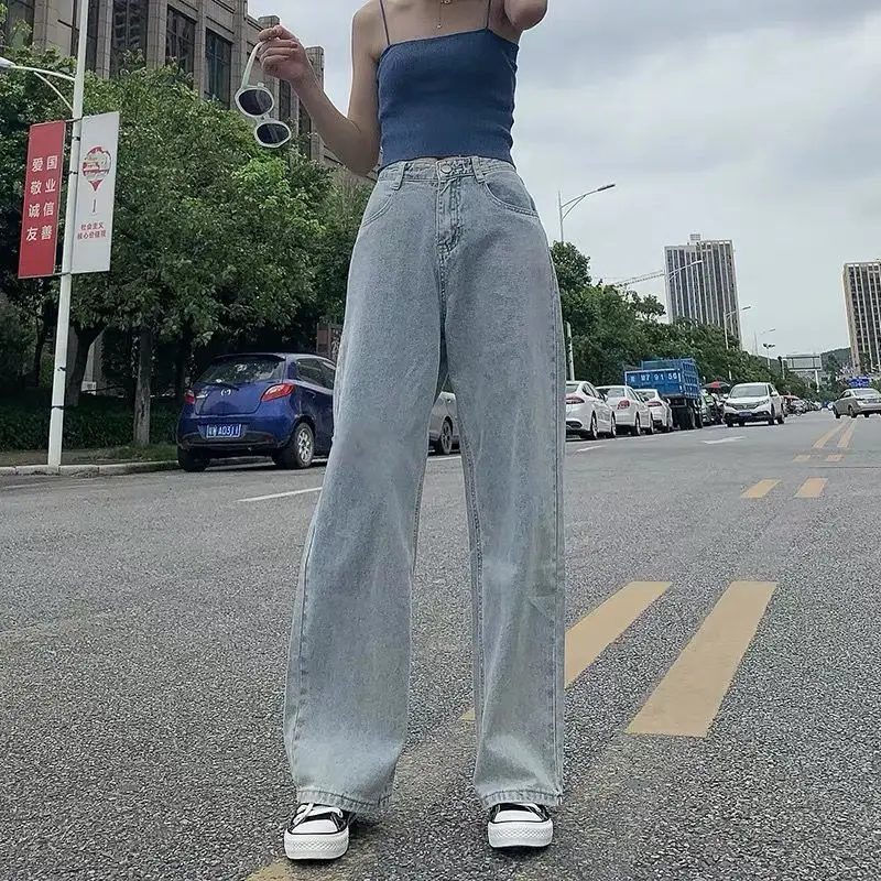 

Vintage Woman Jeans For women Women Spring Casual Denim Wide Leg Loose Pants Full Length Length Oversize High Waist Jean