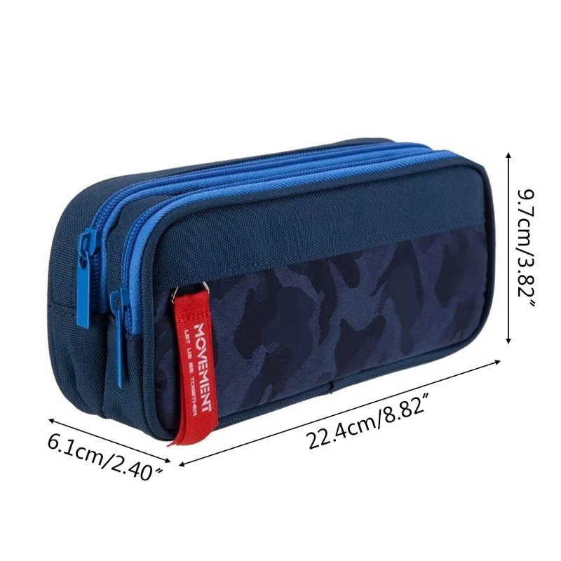 

Durable Large Capacity Pencil Case Double Zipper Pen Bag Pouch School Stationery