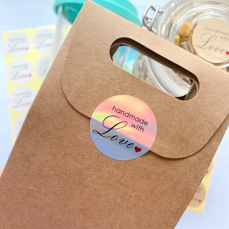 

100pcs Sealing Sticker Handmade With Love Decorative Food Packaging Baking Cake DIY Round 3.5cm Scrapbook Label