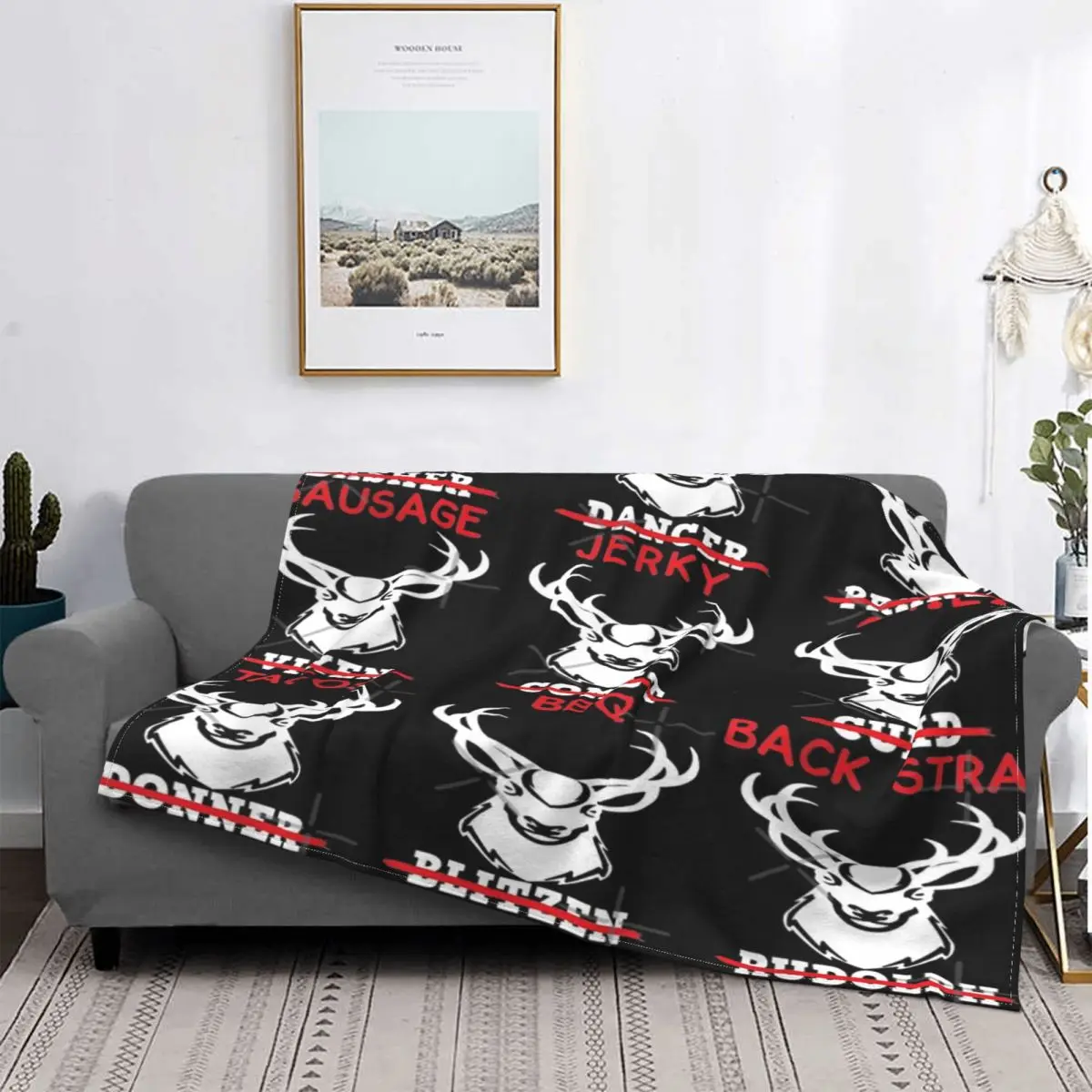 

Manta de caza con lazo de ciervo navideño, colcha a cuadros para cama, sofá de lino, manta de verano, pickick